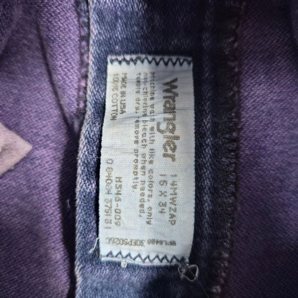 Vintage Wrangler 14MWZAP Purple Acid Wash Jeans High Rise Straight Leg USA 31x34 - Picture 4 of 8
